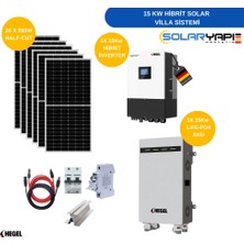 Hegel Villa Güneş Enerjisi Hazır Paket Sistem -15KW Hibrit Güneş Paneli Sistemi