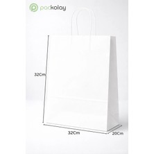 Baskısız Kraft Çanta İçten Saplı 32x20x32 cm Doğal Beyaz – Çevre Dostu Kağıt Taşıma Çantası