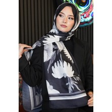 Afvente Gelincik Desen Siyah Soft Pamuk Şal