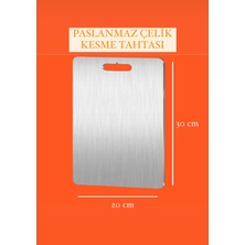 Feyza Design Paslanmaz Çelik Kesme Tahtası 20X30 Cm, Pratik ve Şık Mutfak Gereci