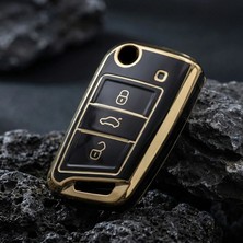 Rem Anahtar Golf Polo 3 Buton Sustalı Nano Anahtar Kılıfı Siyah