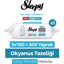 Sleepy Ocean Yüzey Temizlik Havlusu Mendili Okyanus Tazeliği 3x100 (300 Yaprak)