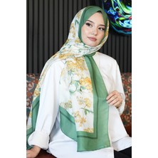Afvente Çiçek Desen Sarı Soft Pamuk Şal