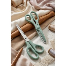 Feyza Design Çok Amaçlı 22 cm Tırtıklı Makas Seti, Büyük Boy Yeşil, Pratik ve Dayanıklı