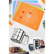 Feyza Design Büyük Boy Silikon Hamur Açma Matı 45X65 ve 250G Un Eleği Seti