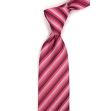 Kravatkolik Pianca Style Nar Çiçeği Çizgi Desen Italyan Ipek Kravat İK2262