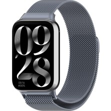 bbtech Xiaom Redmi Watch 4, Redmi Watch 5, Mi Band 9 Pro ve Mi Band 8 Pro Uyumlu Milanes Loop Metal Hasır Çelik Manyetik Kordon