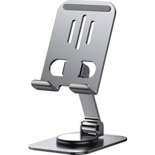 Smayling 360° Döner Metal Telefon Standı – Katlanabilir Ayarlanabilir Masaüstü Telefon & Tablet Tutucu – Kaymaz Tabanlı Alüminyum Stand