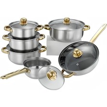 Gürtuz 6 Parça 304 Paslanmaz Çelik Tencere Tava Seti Kanarya Seri