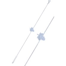 Midyat Nurtaş Gümüş Çınar Tasarım Zirkon Taşlı Gümüş Kadın Bileklik 201025093