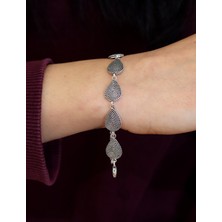 Midyat Nurtaş Gümüş Noktalı Damla Hasır Model Işlemeli Bayan Gümüş Kadın Bileklik 201025242