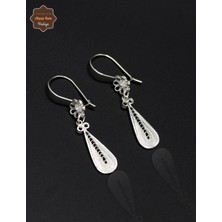 Midyat Nurtaş Gümüş Sallantılı Damla Tasarım 925 Ayar Gümüş Telkari Kadın Küpe 201025199