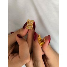 Midyat Nurtaş Gümüş Çiçekli Zirkon Taşlı Altın Kaplama Trabzon Hasırı Kadın Gümüş Küpe 201025261