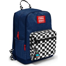 Coral High Siyah Beyaz Dama Desenli Okul Sırt Çantası 33234