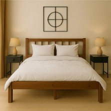 Pinoxi 120CM x 200CM Masif Ahşap Yuvarlak Çıtalı Başlıklı Karyola Ceviz Rengi