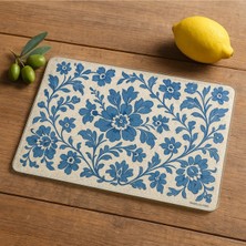 Feyza Design Pastel Çiçek Desenli Cam Kesme Tahtası 20X30CM, Şık ve Fonksiyonel