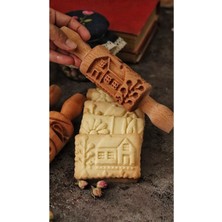 Feyza Design Iskandinav Desenli Kurabiye ve Şeker Hamuru Merdanesi, Masif Ahşap