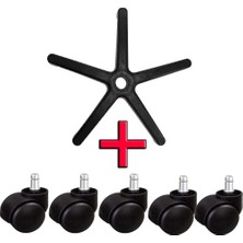 Zentra Ofis Koltuğu Yedek Parça Plastik Ayak 70'lik+5'li Tekerlek Seti