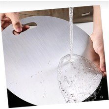 Feyza Design Yuvarlak Paslanmaz Çelik Çok Amaçlı Mutfak Kesme Tahtası 30X30 cm