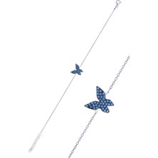 Midyat Nurtaş Gümüş Kelebek Model Firuze Taşlı Gümüş Kadın Bileklik 201024992