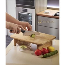 Feyza Design Şık ve Fonksiyonel Ayaklı Bambu Doğrama ve Sunum Tahtası