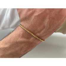 Fynbos Altın Renk Erkek Balıksırtı Zincir Bileklik – Paslanmaz Çelik Şık Erkek Takı