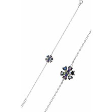 Midyat Nurtaş Gümüş Karışık Renkli Kar Tanesi Tasarım Zirkon Taşlı Gümüş Kadın Bileklik 201025074