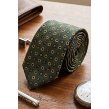 Kravatkolik Teglio Style Haki Şal Desen Italyan Ipek Kravat İK2219