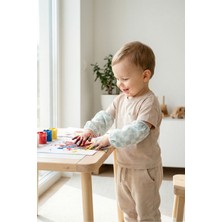 Hamur Sıvı Geçirmez Lastikli Bebek Mama Beslenme Kolluğu Seti Çocuk Aktivite Etkinlik Kol Kılıfı Dama Yeşil