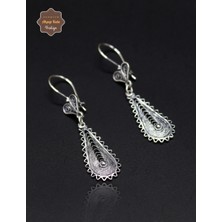 Midyat Nurtaş Gümüş Sallantılı Damla Model 925 Ayar Gümüş Oksitli Telkari Kadın Küpe 201025200