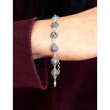 Midyat Nurtaş Gümüş Yuvarlak Sarmal Hasır Model Işlemeli Bayan Gümüş Kadın Bileklik 201025246