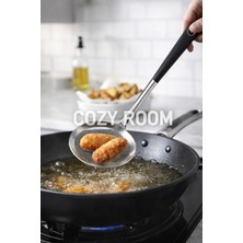 Feyza Design Hjalte Kızartma Kevgiri, Paslanmaz Çelik, 34 Cm, Dayanıklı ve Şık Tasarım