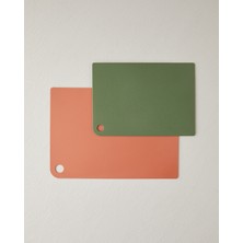 Feyza Design Çiftli Plastik Kesme Tahtası, 27-34 Cm, Turuncu ve Yeşil Renkli