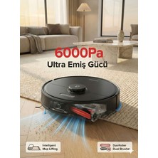 Roborock 6000 Pa Ultra Güçlü Emiş ve Çift Kauçuk Fırçalı Akıllı Robot Süpürge Vibrarise Titreşimli Paspas Halı Tanıma ve 3D Engel Sakınma Teknolojili