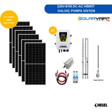 220V 87 Metre Dc-Ac Hibrit Solar Dalgıç Pompa Sistemi | 2200W | 6x 550W–590W Half-Cut Panel | Hegel Sürücülü Komple Set