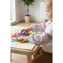 Hamur Sıvı Geçirmez Lastikli Bebek Mama Beslenme Kolluğu Seti Çocuk Aktivite Etkinlik Kol Kılıfı Flowy