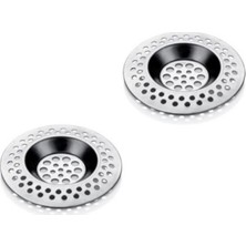 Feyza Design Paslanmaz Metal 2'li Yuvarlak Mutfak Lavabo Süzgeci ve Çöp Tıkacı