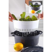 Feyza Design Yuvarlak Saklama Kabı, Süzgeçli, Meyve ve Sebze Için, Antrasit Rengi