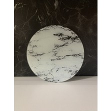 Feyza Design 27CM Buzlu Cam ve Beyaz Mermer Kesme ve Sunum Tahtası