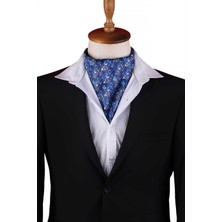 Kravatkolik Mavi Watercolor Çiçek Desen Erkek Fular Ascot K667