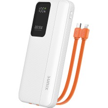 MERİX Merix 22.5W Hızlı Şarj Powerbank – Dahili Lightning & Type-C Kablolu, Dijital Göstergeli, Yüksek Kapasiteli Taşınabilir Şarj Cihazı