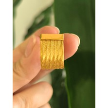 Midyat Nurtaş Gümüş Büyük Boy 7 Sıra Altın Kaplama Trabzon Hasırı Kadın Gümüş Küpe 201025263