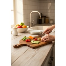Feyza Design Büyük Boy Akasya Kesme ve Sunum Tahtası, Sapa ve 31X19,5X2 cm Ölçülü