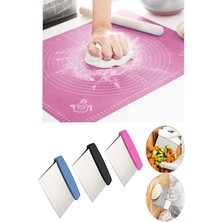 Feyza Design Büyük Boy 45X65 cm Silikon Hamur Açma Matı ve Çelik Spatula Seti