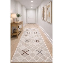 Babil Home Kaymaz Tabanlı Kesme  Salon Koridor Mutfak Yatak Odası Halısı 6006 Bej