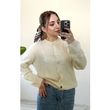 BeeYouStudio Yumoş Kumaş Düğmeli Hırka/ Ekru