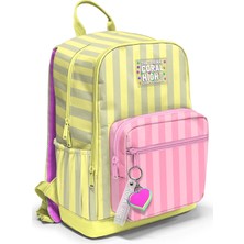 Coral High Pembe Sarı Çizgi Desenli Okul Sırt Çantası 33223