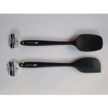 Feyza Design Ivory Yanmaz ve Yapışmaz Siyah Silikon Spatula Seti 2'li