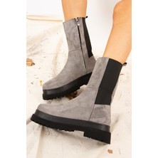 Fox Shoes Gri Süet Kadın Bot J267063102