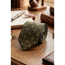 Kravatkolik Colmegna Style Haki Motif Desen Italyan Ipek Kravat İK2235